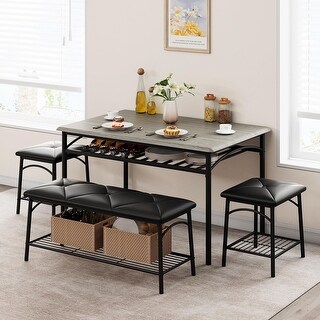 Kitchen Table Set with Bench and Stools, Dining Table Set for 4 with ...